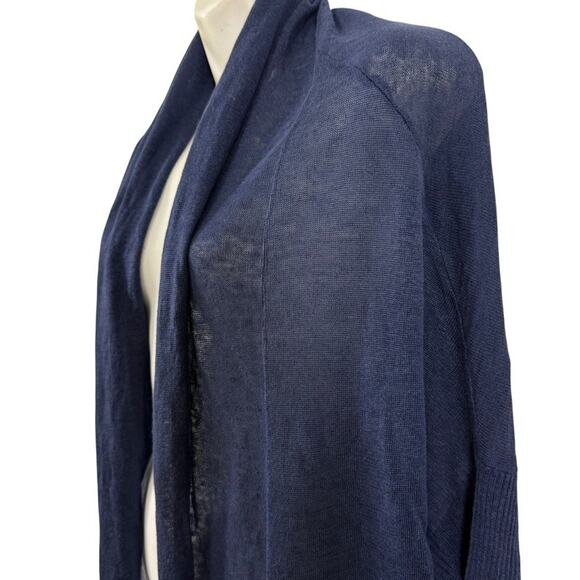 Pure Amici Womens Open 100% Linen Longline Cardigan Sweater Navy Blue sz 1 / M - Picture 10 of 16